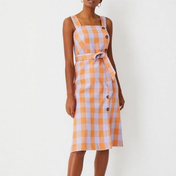 Ann Taylor Dresses & Skirts - Gingham Button Square Neck Dress